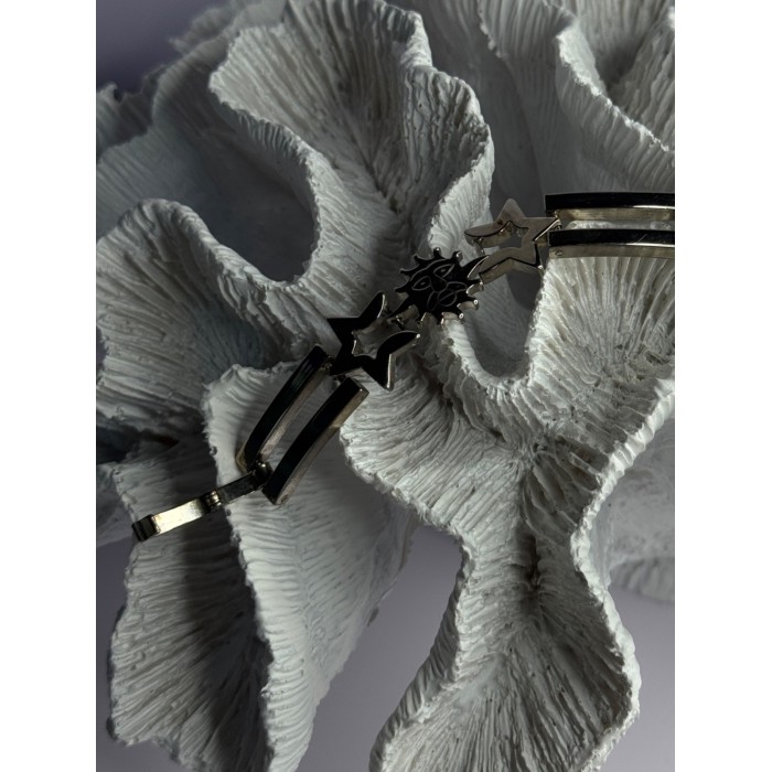 Vintage 925 Sterling Silver Sun Face Bracelet Length 8