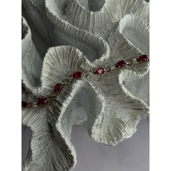 Lovely 925 Sterling Silver Ruby Bracelet Length 7