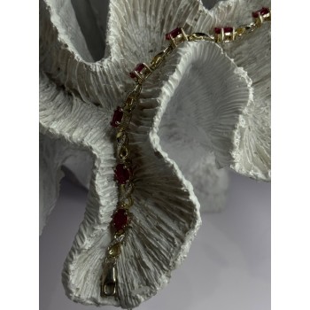 Lovely 925 Sterling Silver Ruby Bracelet Length 7