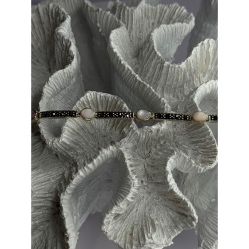 925 Sterling Silver Pink Abalone & Marcasite Bracelet Length 7.5