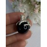 925 Sterling Silver Onyx Cat Pendant Length 1.20 Inch