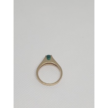 14K YELLOW GOLD EMERALD & DIAMONDS  RING  SIZE 5.5