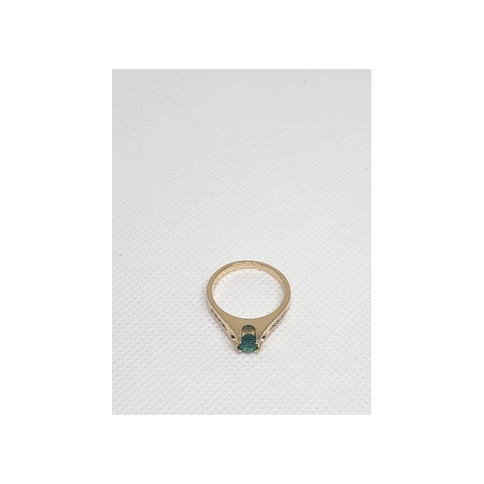 14K YELLOW GOLD EMERALD & DIAMONDS  RING  SIZE 5.5
