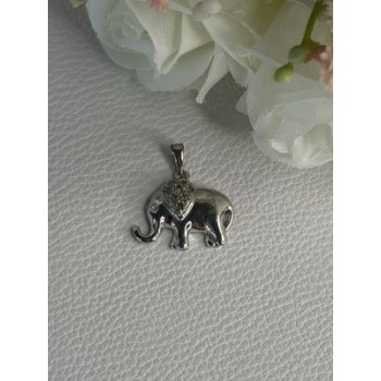 925 Sterling Silver Beryl Elephant Pendant Length 0.80 Inch