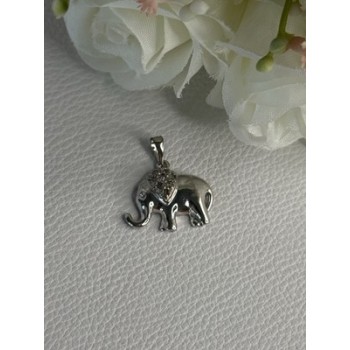 925 Sterling Silver Beryl Elephant Pendant Length 0.80 Inch