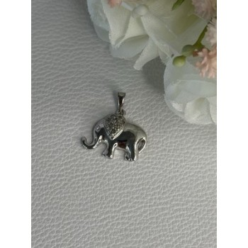 925 Sterling Silver Beryl Elephant Pendant Length 0.80 Inch