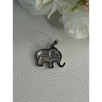 925 Sterling Silver Beryl Elephant Pendant Length 0.80 Inch