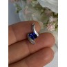 925 Sterling Silver Blue & White Sapphire Pendant Length 0.75 Inch