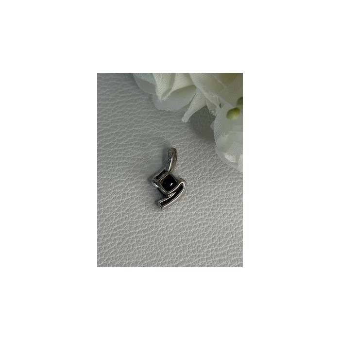 925 Sterling Silver Blue & White Sapphire Pendant Length 0.75 Inch