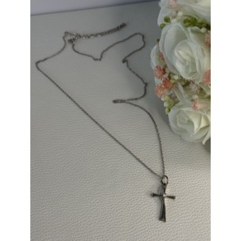 925 Sterling Silver Diamond Cross Necklace Length 20/18 Inch