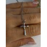 925 Sterling Silver Diamond Cross Necklace Length 20/18 Inch