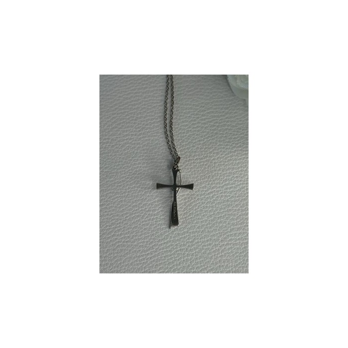 925 Sterling Silver Diamond Cross Necklace Length 20/18 Inch
