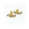 10K YELLOW GOLD EMERALD & DIAMOND STUD EARRINGS