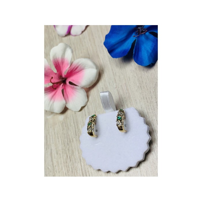 10K YELLOW GOLD EMERALD & DIAMOND STUD EARRINGS