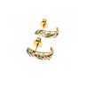 10K YELLOW GOLD EMERALD & DIAMOND STUD EARRINGS
