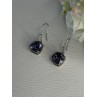 925 Sterling Silver Amethyst & CZ Earrings Length 1.10 Inch
