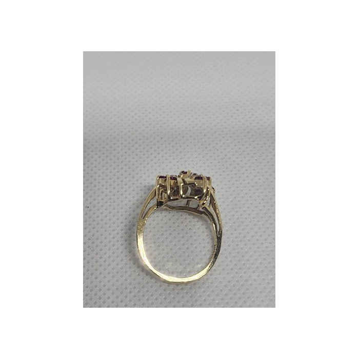 10K YELLOW GOLD RUBY & DIAMOND RING  SIZE 5.5