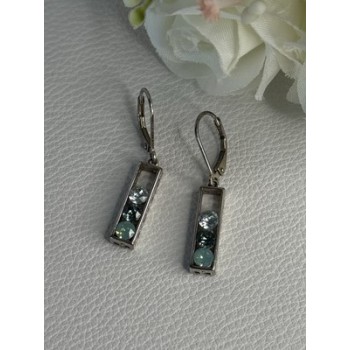 925 Sterling Silver Aquamarine Earrings Length 1.30 Inch