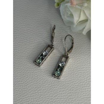 925 Sterling Silver Aquamarine Earrings Length 1.30 Inch