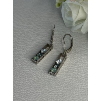925 Sterling Silver Aquamarine Earrings Length 1.30 Inch