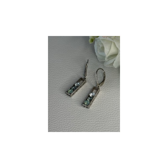 925 Sterling Silver Aquamarine Earrings Length 1.30 Inch