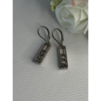 925 Sterling Silver Aquamarine Earrings Length 1.30 Inch