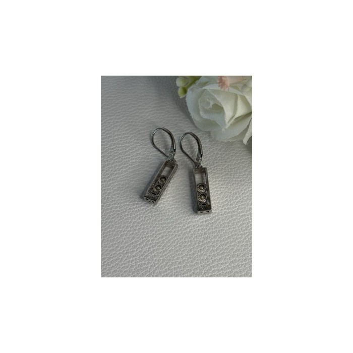 925 Sterling Silver Aquamarine Earrings Length 1.30 Inch