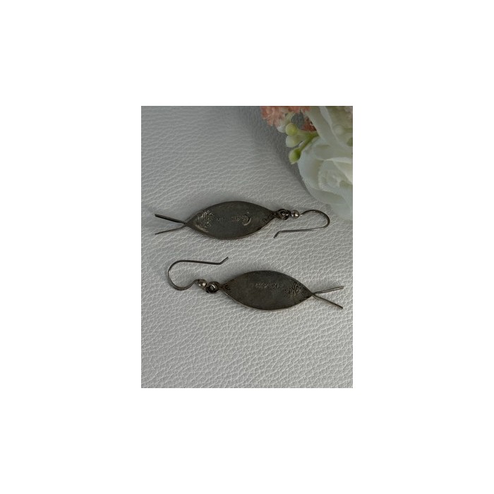 925 Sterling Silver Abalone Fish Earrings Length 2 Inch