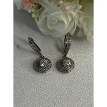 Shiny 925 Sterling Silver CZ Earrings Length 1.30 Inch