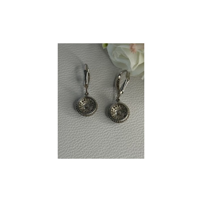 Shiny 925 Sterling Silver CZ Earrings Length 1.30 Inch