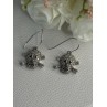 925 Sterling Silver Skull CZ Earrings Length 1.10 Inch