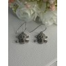 925 Sterling Silver Skull CZ Earrings Length 1.10 Inch