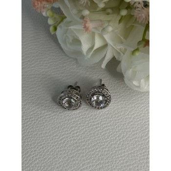 925 Sterling Silver CZ Stud Earrings Length 0.50 Inch