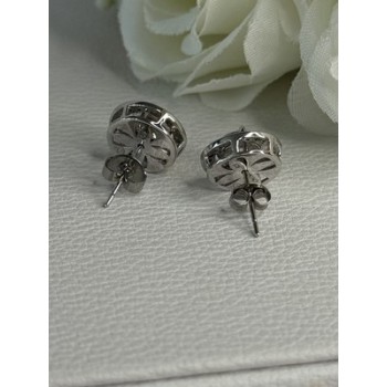 925 Sterling Silver CZ Stud Earrings Length 0.50 Inch