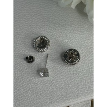 925 Sterling Silver CZ Stud Earrings Length 0.50 Inch