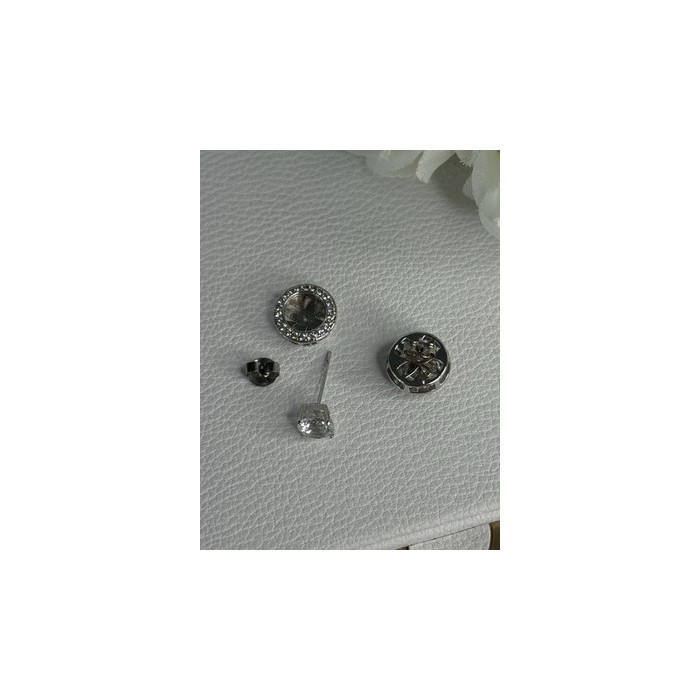925 Sterling Silver CZ Stud Earrings Length 0.50 Inch