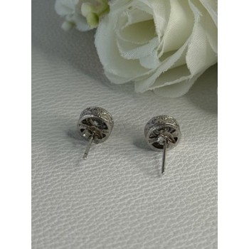 Shiny 925 Sterling Silver CZ Stud Earrings Length 0.30 Inch