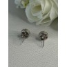 Shiny 925 Sterling Silver CZ Stud Earrings Length 0.30 Inch