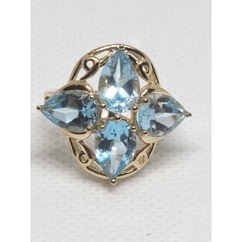 10K YELLOW GOLD & TOPAZ RING  SIZE 4