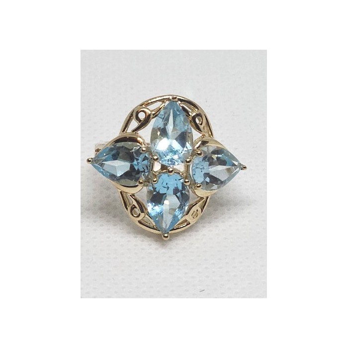 10K YELLOW GOLD & TOPAZ RING  SIZE 4