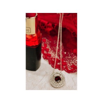 925 Sterling Silver Garnet & Goshenite Chain With Pendant