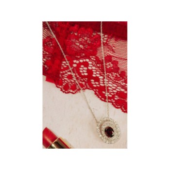 925 Sterling Silver Garnet & Goshenite Chain With Pendant