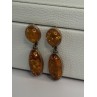 925 Sterling Silver Amber Earrings Length 1.50 Inch