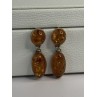 925 Sterling Silver Amber Earrings Length 1.50 Inch