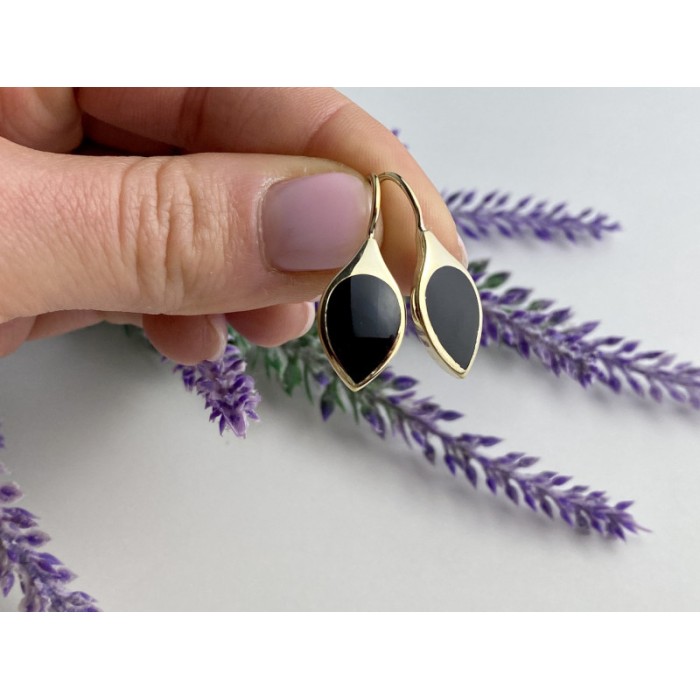 925 Sterling Silver Gold Plated Enamel Earrings