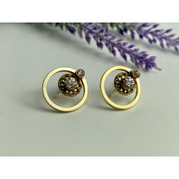 925 Sterling Silver Gold Plated CZ Earrings