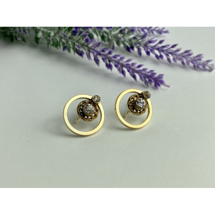 925 Sterling Silver Gold Plated CZ Earrings