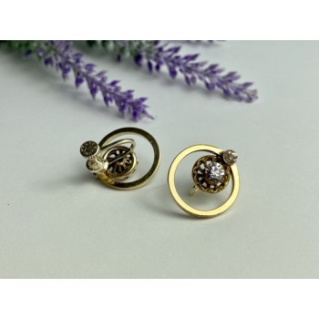 925 Sterling Silver Gold Plated CZ Earrings