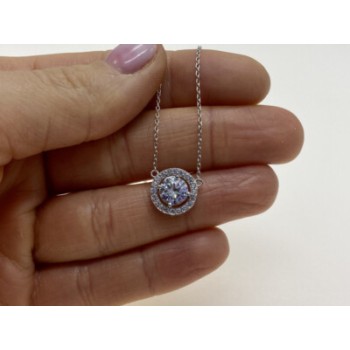 925 Sterling Silver CZ Pendant Necklace