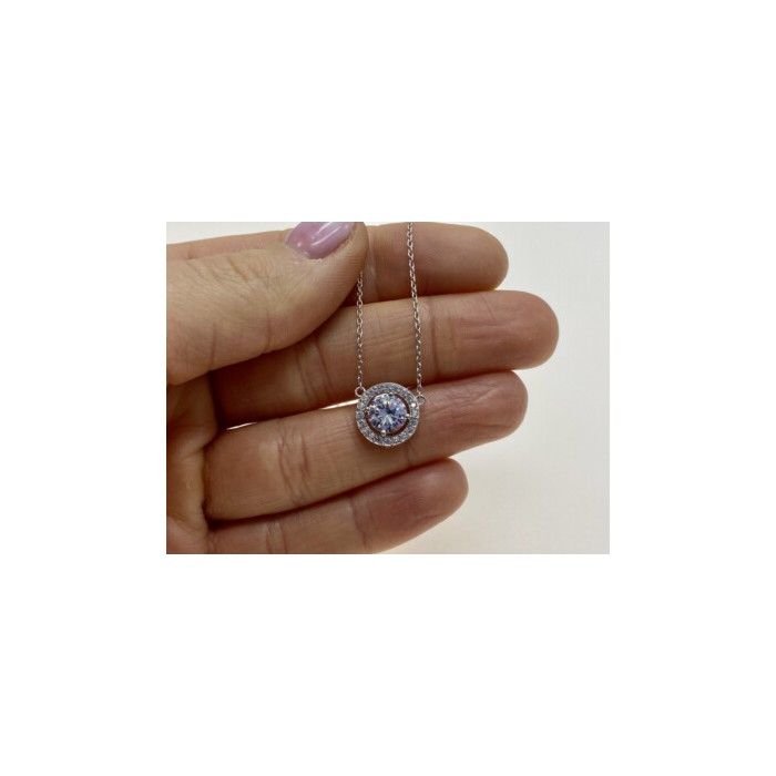 925 Sterling Silver CZ Pendant Necklace